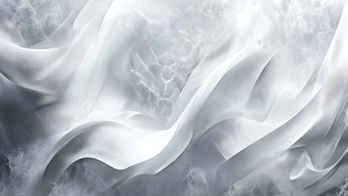 Ethereal White Fabric Waves in Abstract Digital Art Style.