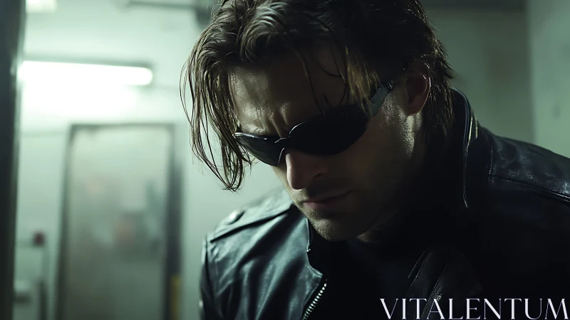 Leather shadows cradle the silent vigil of a wired night