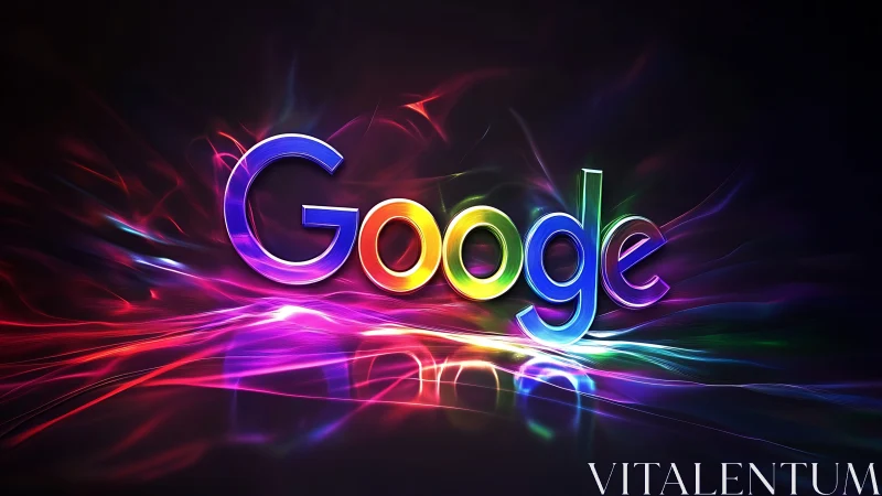 Google wordmark with neon light streaks on dark background.