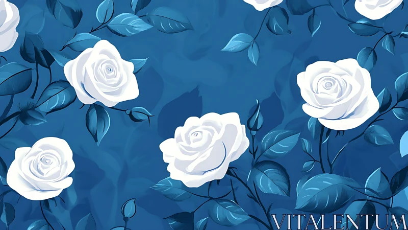 White Roses Dance in Blue Twilight.