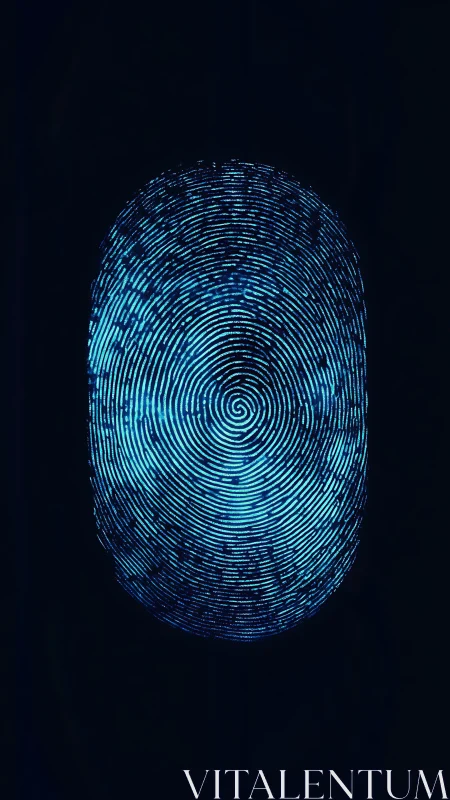 Digital Fingerprint Scan with Cyan Luminescent Lines