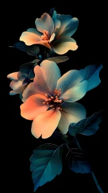 Bioluminescent Double Bloom with Chromatic Gradient Transition.