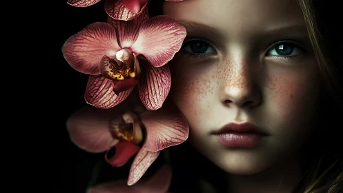 Orchid Flower Composition: Phalaenopsis Blossom with Botanical Portraiture.