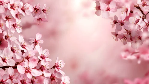 Cherry Blossoms in Soft Pink Bloom Bring Spring Magic
