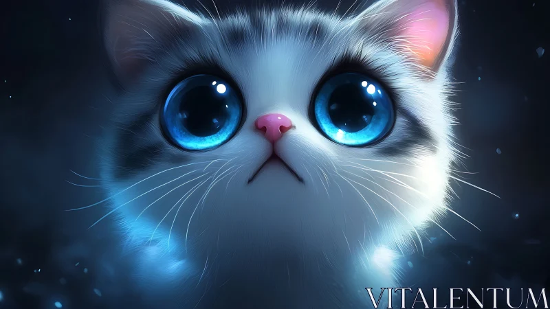 Luminescent White Cat with Striking Blue Eyes.