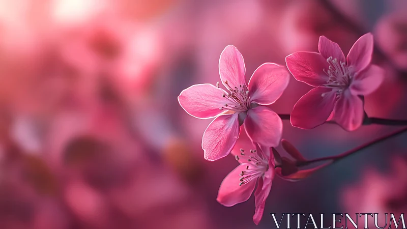 Delicate Pink Blossoms Glowing in Soft Light