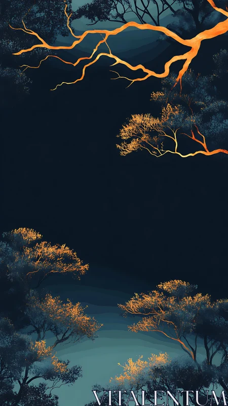 Golden Branches Pierce the Twilight Canopy