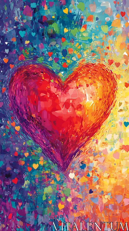 Large-Scale Monochromatic Heart Form with Radial Color Gradient Transition