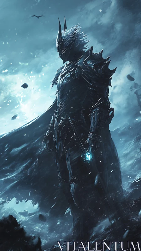 Stormforged knight stands over a shattered, moonlit battlefield.