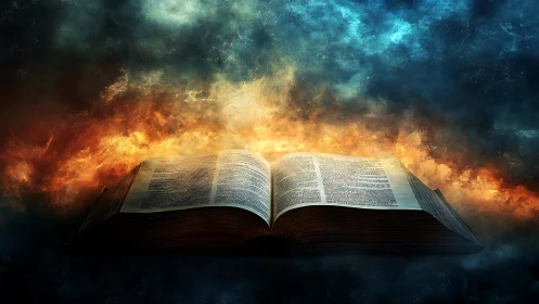 Ancient book spills light into a storm of cosmic fire and mist