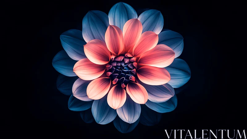Glow-kissed dahlia bloom radiates gentle color and calm