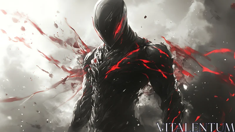 Shadowforged sentinel emerges wrapped in liquid crimson light