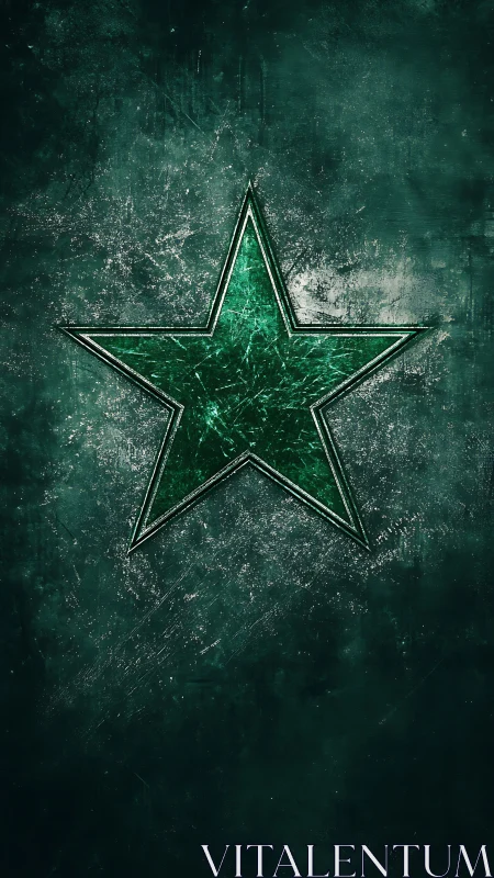 Green textured star emblem centered on grunge surface