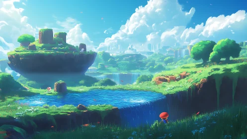 A Breathtaking Fantasy World Where Sky Islands Meet Lush Green Valleys