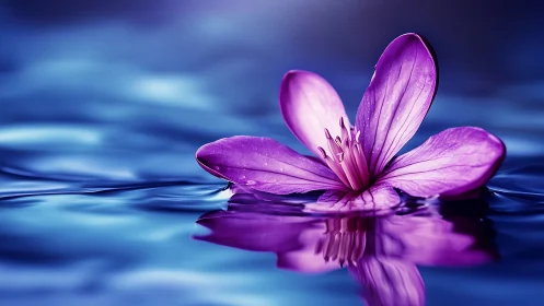 Purple Flower Floating on Water Surface
