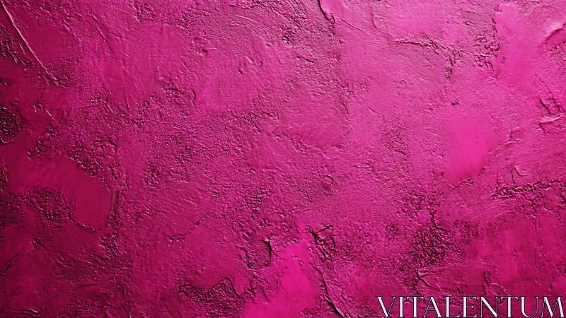 Magenta painted wall surface shows rough textured plaster