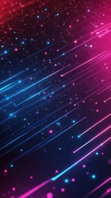 Neon blue and pink light streaks on dark gradient space.