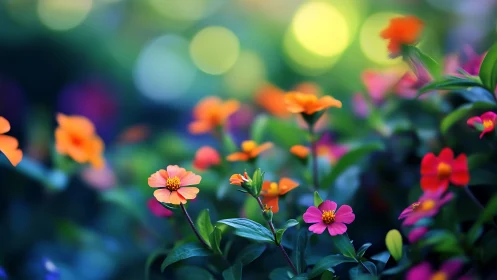 Shallow Depth Floral Bokeh: Selective Focus Polychromatic Bloom Array.