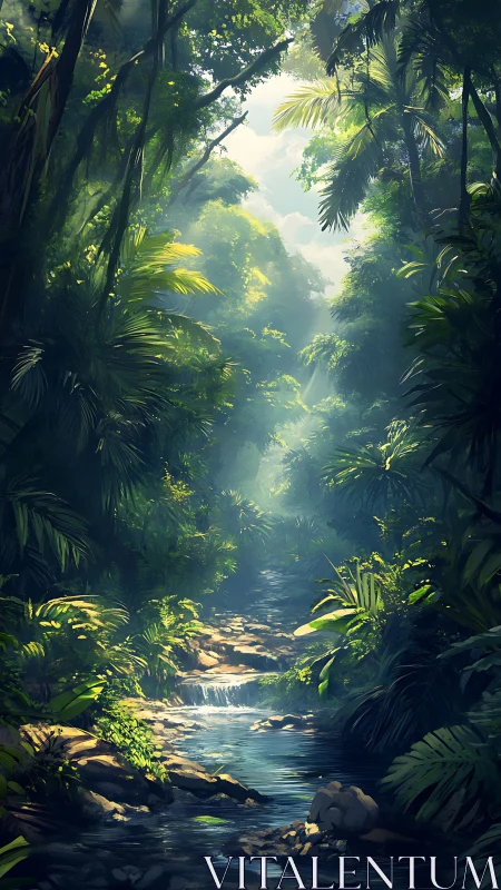 Sunlit Jungle Stream Sanctuary.