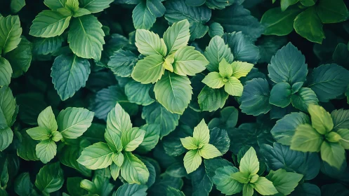 Fresh mint leaves form dense layered green botanical texture