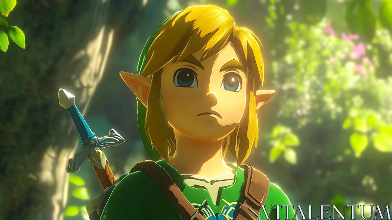 Forest light crowns a silent hero with sunlit resolve