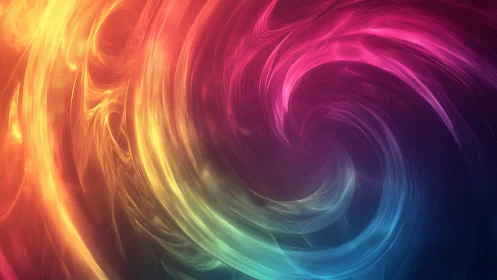 Radial swirl of multicolor abstract light wave patterns.