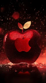 Glistening red apple splash with playful modern glow.