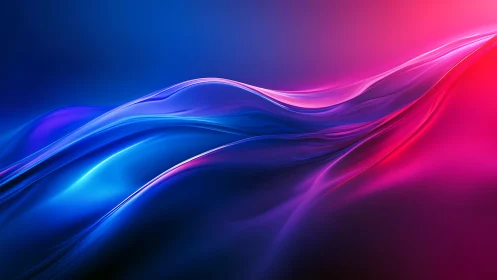 Curved light gradients form layered blue to magenta waves