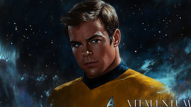 Starlit captain holds his gaze steady against cosmic waves