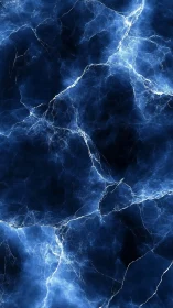 Glowing blue lightning veins across a deep night sky.