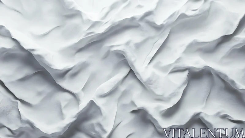 Abstract close-up of white crumpled fabric texture, minimalist style.