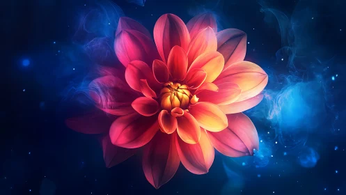 Radiant Bloom Dances Against Cosmic Depths in Luminous Glory