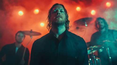 Smoke-drenched frontman owns a neon-soaked rock stage