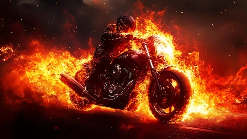 Fire-forged rider bends molten midnight into blazing arcs