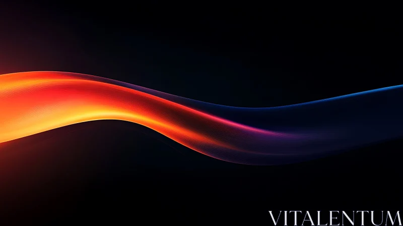 Luminous Curved Wave on Black Background. Gradient Flow.