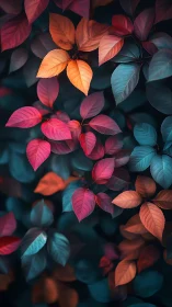 Digital foliage study with complementary chromatic leaf clusters.