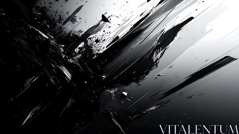 Abstract Black Shards on Gradient Background, Digital Art Style.