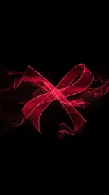 Abstract red ribbon light trail on deep black field digital.