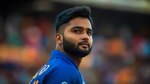 Cricket athlete portrait rendered in vivid photoreal detail