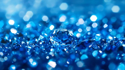 Central blue gemstone dominates shallow-focus crystalline field