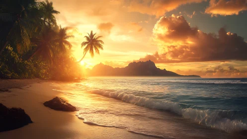 Golden Hour on Tropical Paradise Beach.