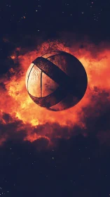 Molten eclipse orb carves a blazing wound through space