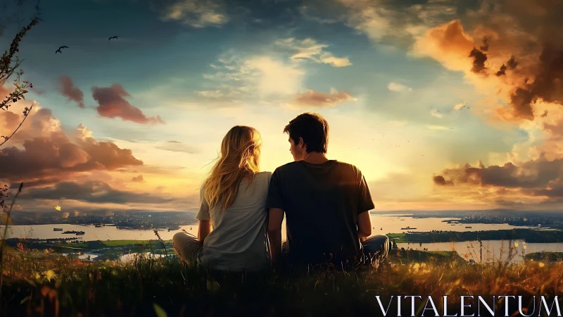 Two Souls Atop Golden Hour's Canvas.