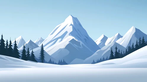 Silent alpine giant stretches skyward above crisp blue snows