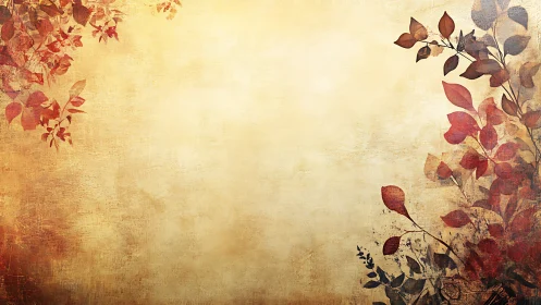 Gentle autumn leaves frame a warm, vintage golden space