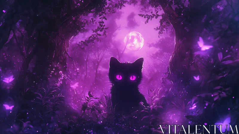 Luminescent Guardian Prowls Through Enchanted Neon Woodlands