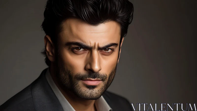Man with intense expression in close-up studio portrait