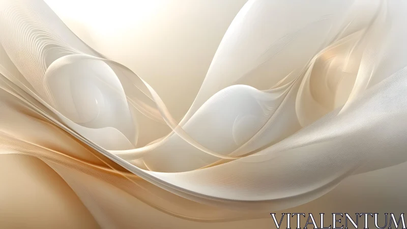 Elegant flowing abstract waves in soft neutral tones, digital art.
