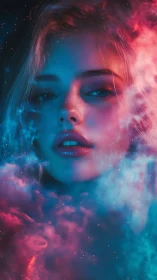 Nebula-kissed gaze drifts between neon sleep and starlight