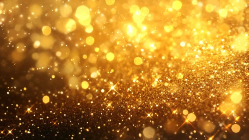Golden bokeh particle field with luminous depth-of-focus orchestration.
